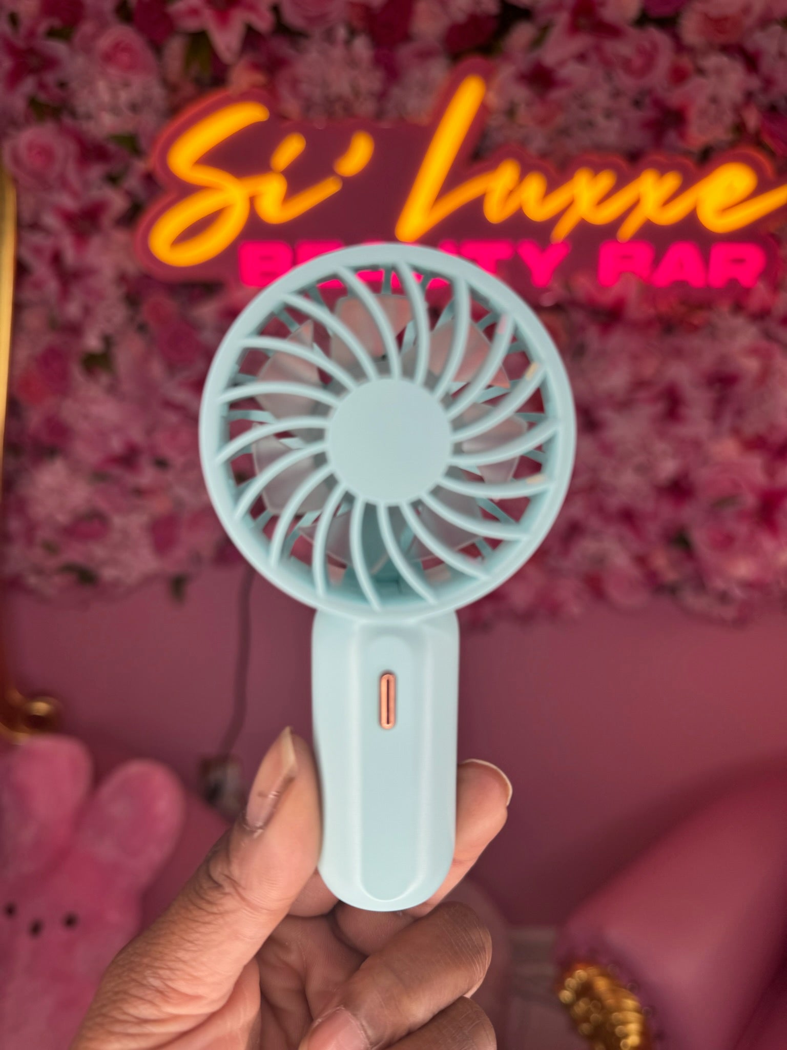 Hand held portable fan, rechargeable battery fan, 3 speed mini usb fan, eyelash extension drying fan, Bling personal fan