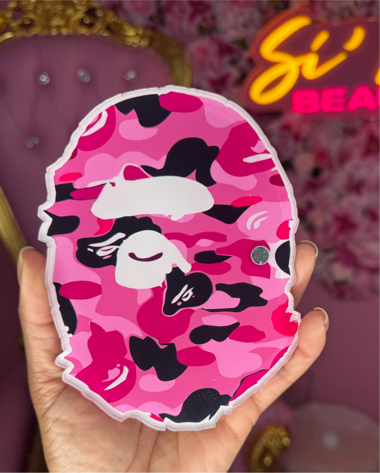 Pink BAPE Lash Tile – Streetwear-Inspired Acrylic Lash Organizer for Lash Artists