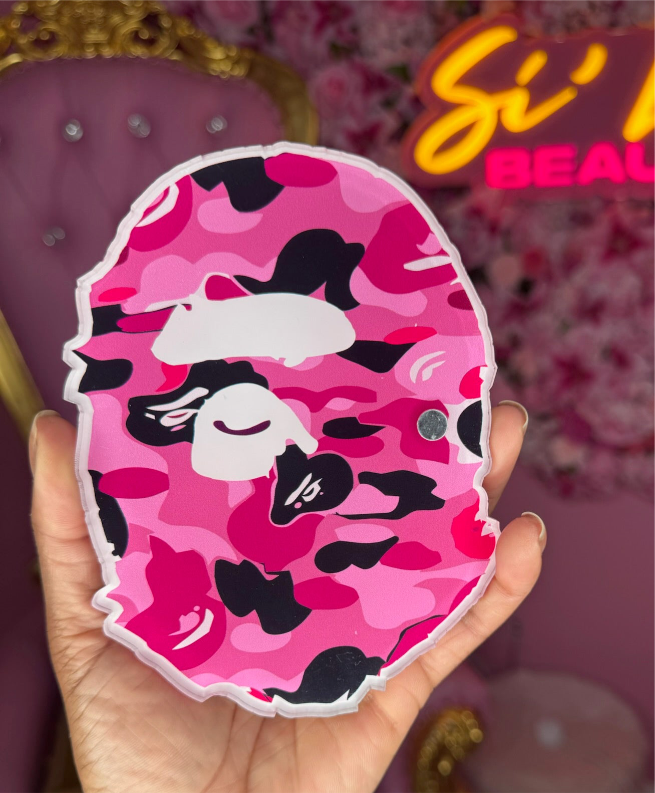 Pink BAPE Lash Tile – Streetwear-Inspired Acrylic Lash Organizer for Lash Artists