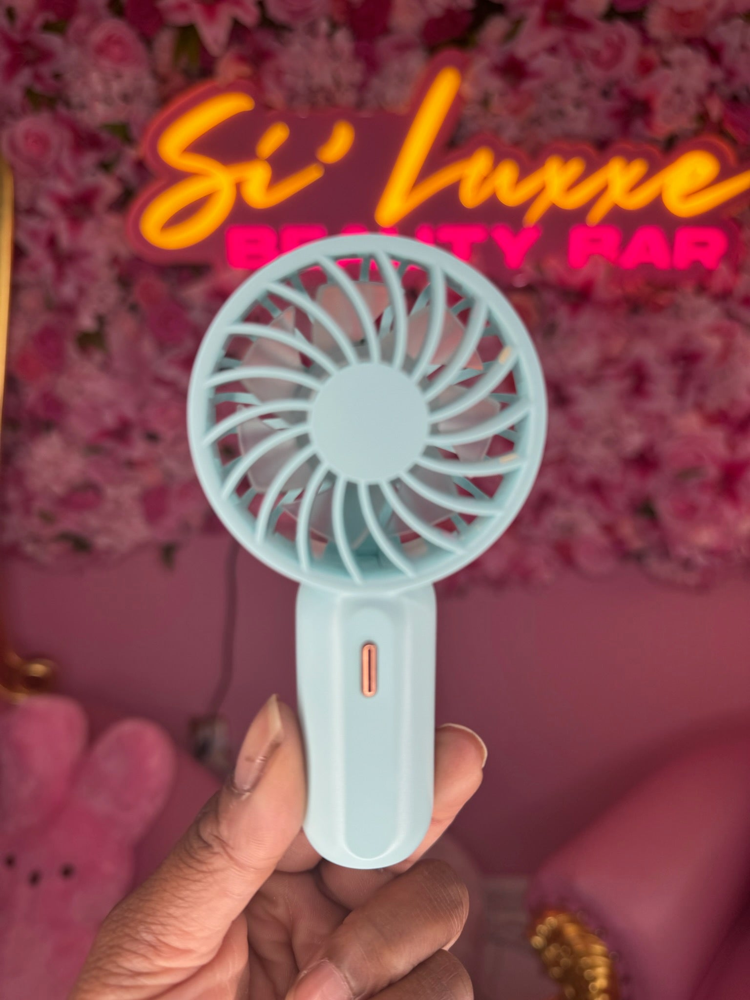 Hand held portable fan, rechargeable battery fan, 3 speed mini usb fan, eyelash extension drying fan, Bling personal fan