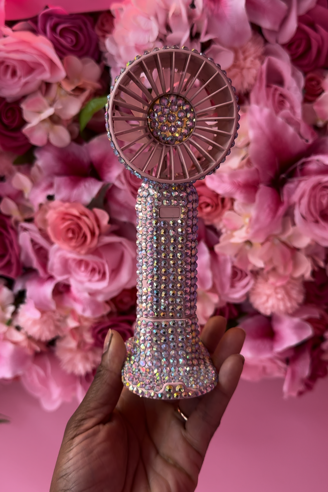 Hand held portable fan, rechargeable battery fan, 3 speed mini usb fan, eyelash extension drying fan, Bling personal fan