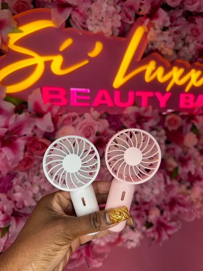 Hand held portable fan, rechargeable battery fan, 3 speed mini usb fan, eyelash extension drying fan, Bling personal fan