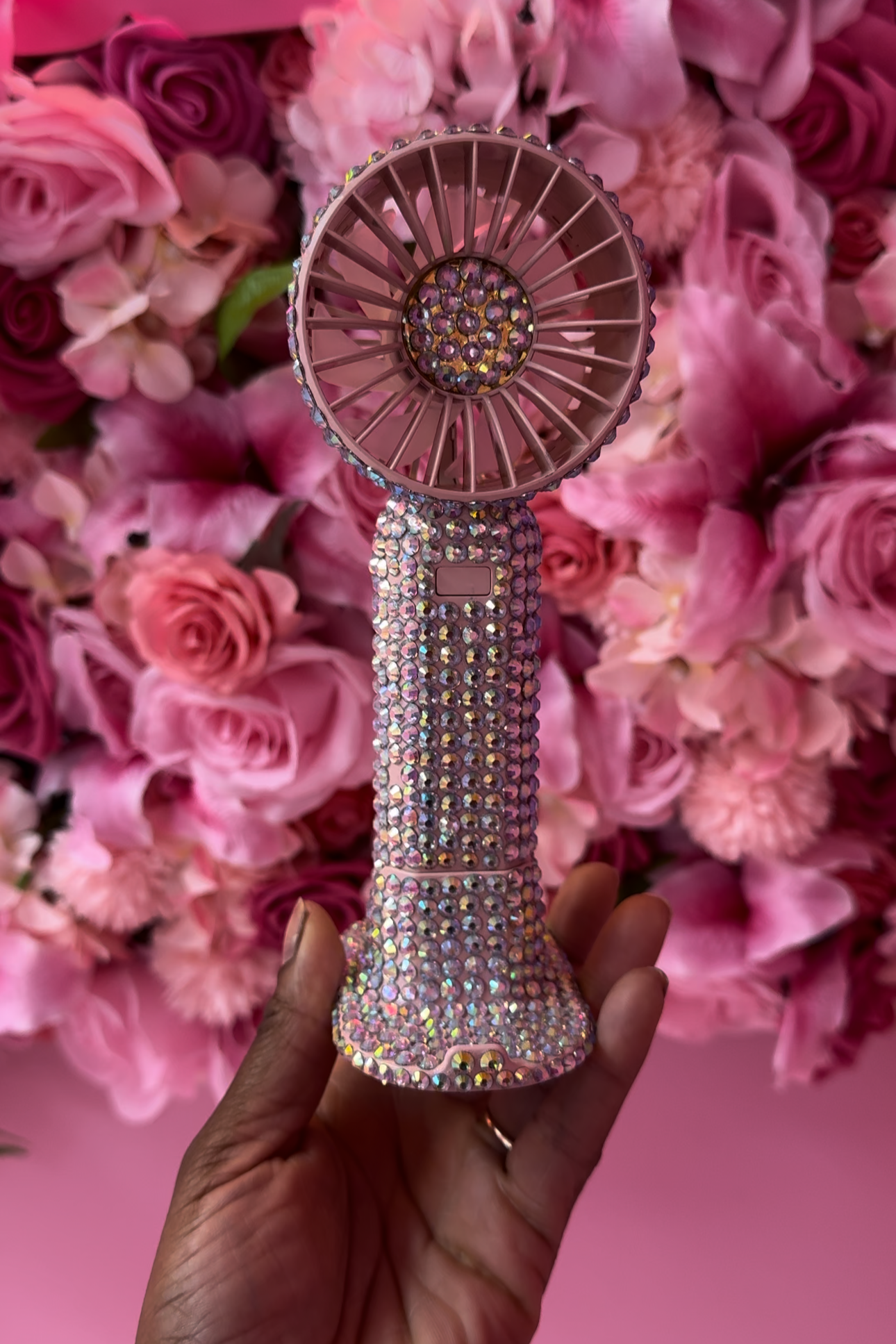 Hand held portable fan, rechargeable battery fan, 3 speed mini usb fan, eyelash extension drying fan, Bling personal fan