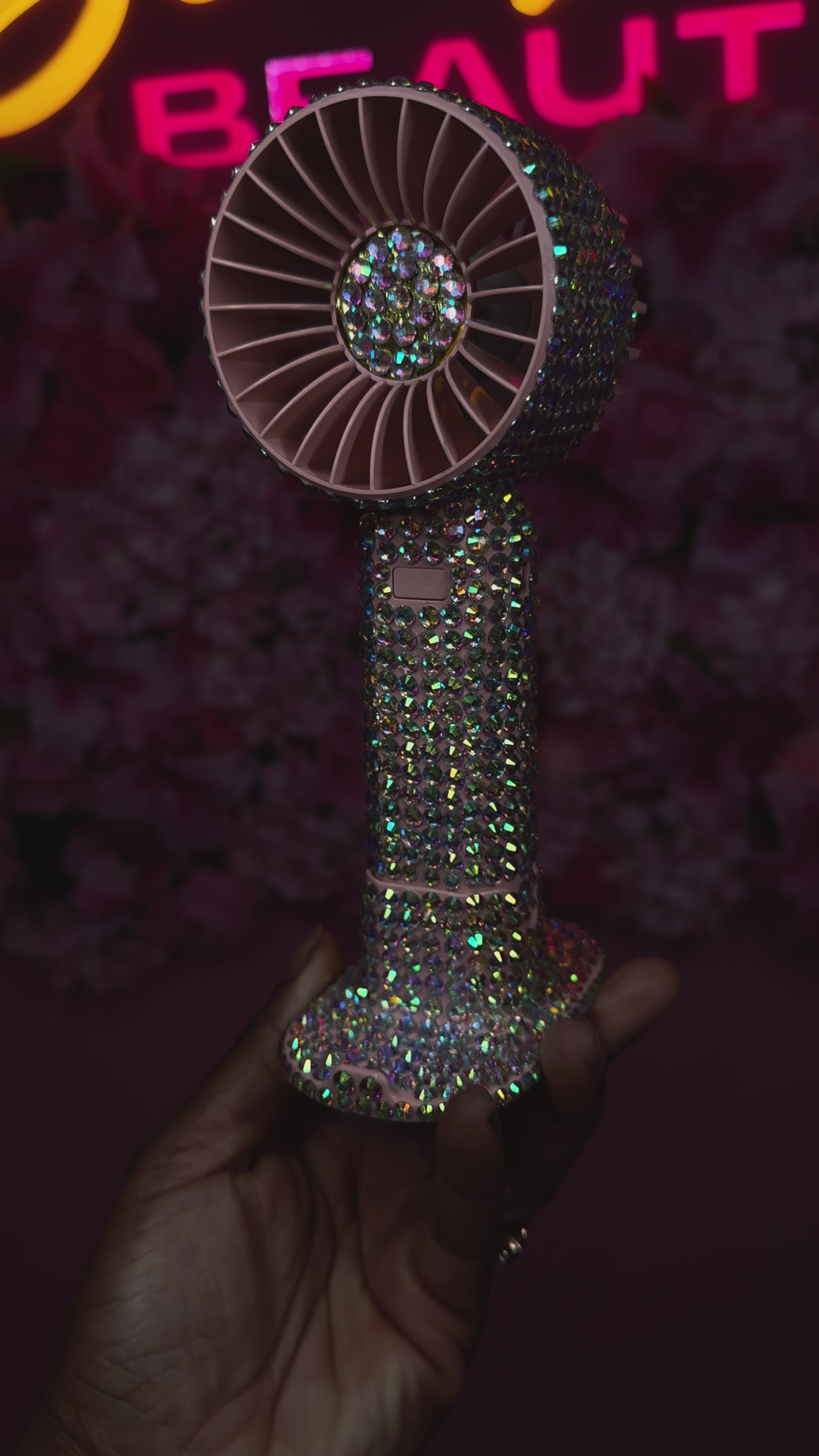 Hand held portable fan, rechargeable battery fan, 3 speed mini usb fan, eyelash extension drying fan, Bling personal fan